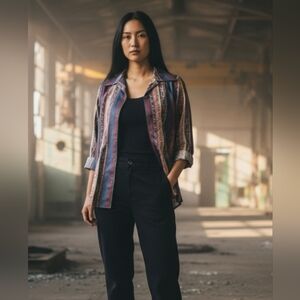 🎁Vintage Silk Feel! Blouse Dated 60s/70s ACT III "Acting Up" ILGWU Union Tag